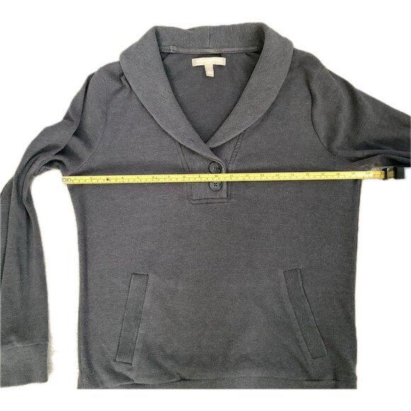 Banana Republic Shirt Womens S Gray V Neck Roll Collar Pockets Buttons Stretch - Picture 7 of 10